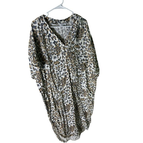 Michael Stars Other - Michael Stars SM Journey Kaftan Cover Up Midi Dress Gauzy Leopard NEW!!